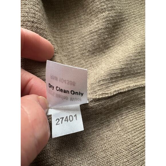 Garnet Hill Sz S 100% Merino Wool Turtleneck Sweater Dress Ribbed Tan Neutral - Picture 5 of 11